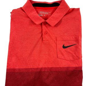 Nike Golf Tour Performance Mens Size XL Polo Dri Fit Red Ombre Short Sleeve
